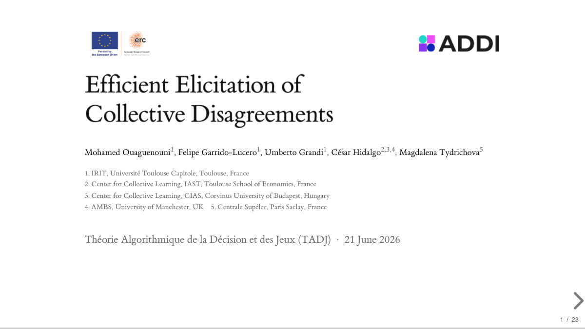 Title slide of the disagreement-elicitation talk